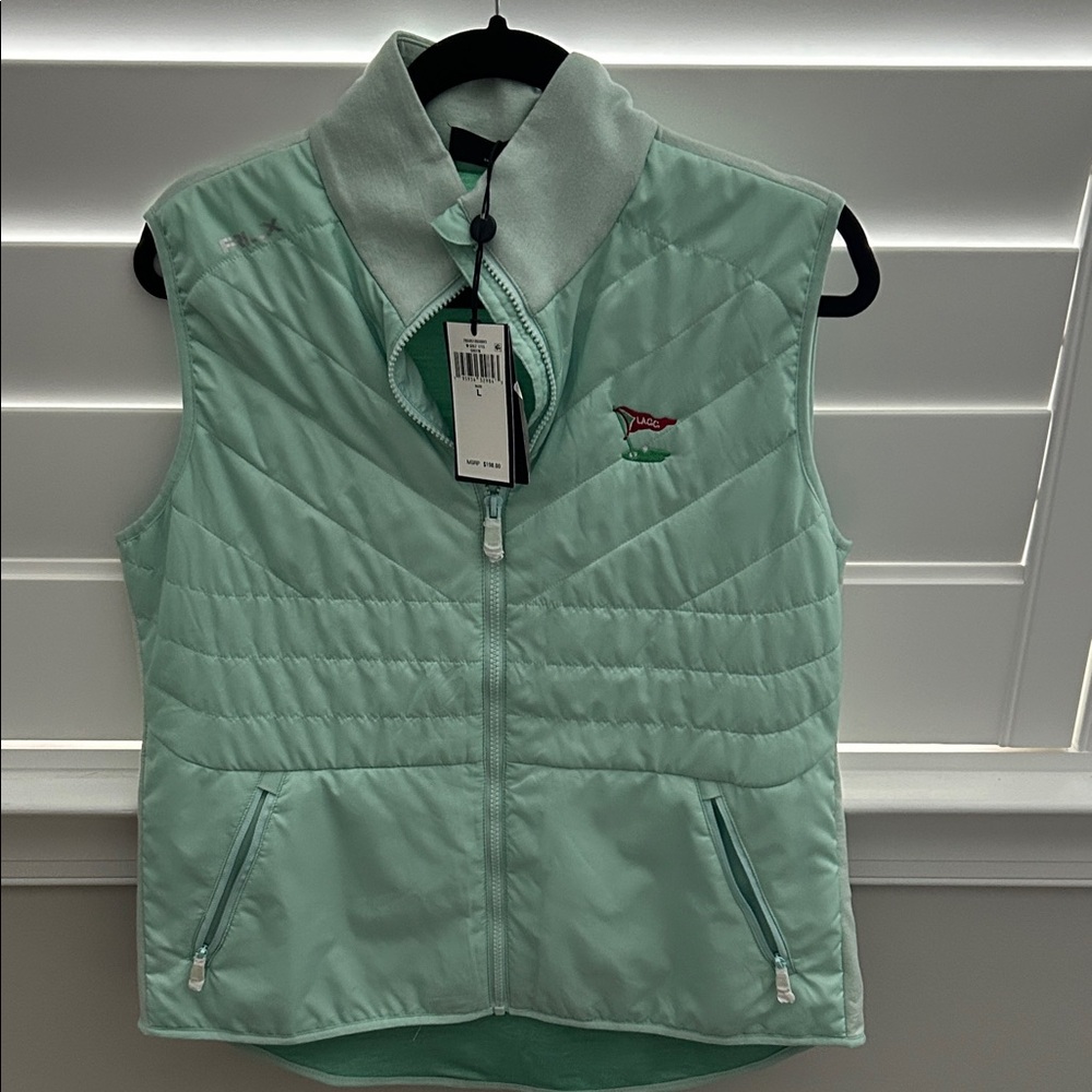 Mint Green Quilted Vest with Embroidered Logo